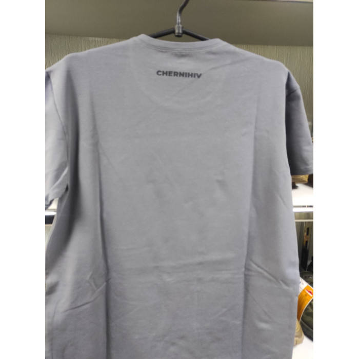 Футболка ХБ сіра з принтом Чернігів фото (ВВ) р.50