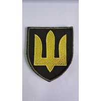 Шеврон тризуб жовтий на оливі