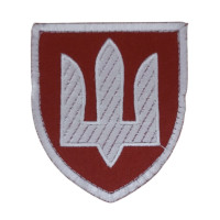 Шеврон Тризуб білий фон червоний (ВВ)