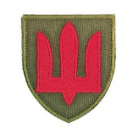 Шеврон Тризуб ППО червоний на оливі ВВ