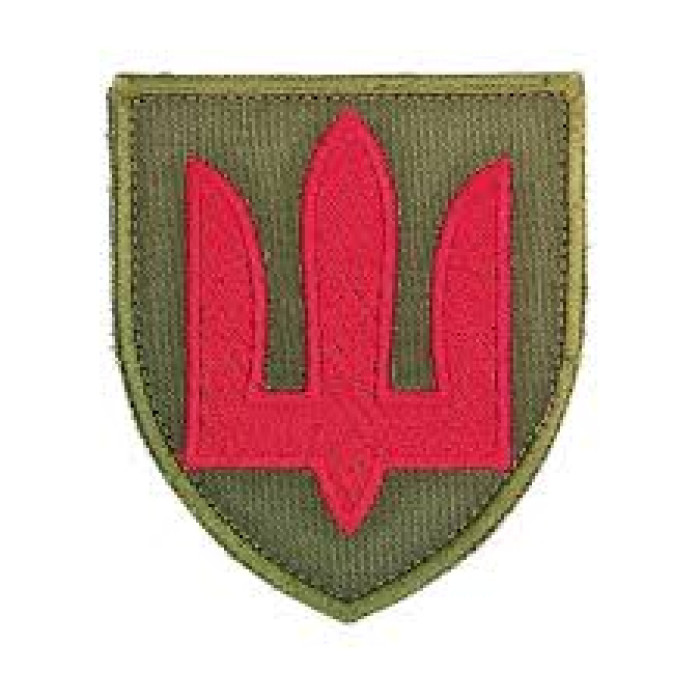 Шеврон Тризуб ППО червоний на оливі ВВ