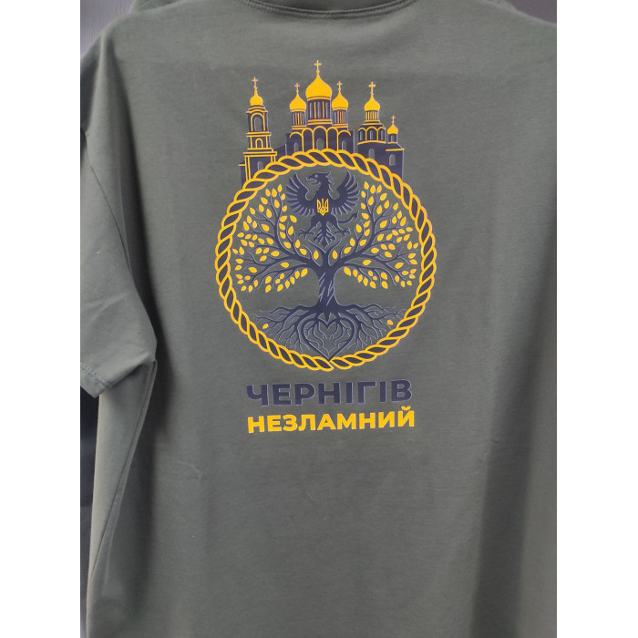 Футболка олива з принтом Ч незламний 56 р. (ВВ)