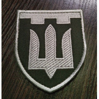 Шеврон ТРО Тризуб сірий на оливі ВВ