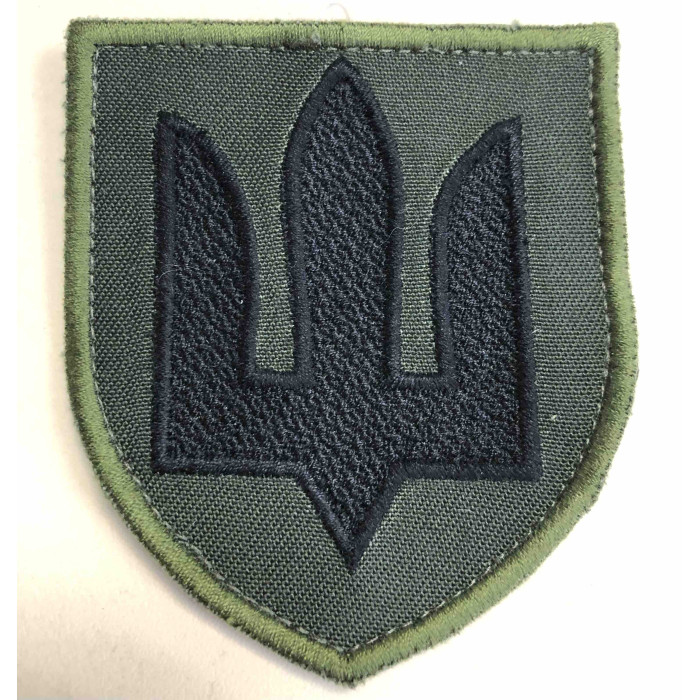 Шеврон Тризуб чорний на оливі (ВВ)