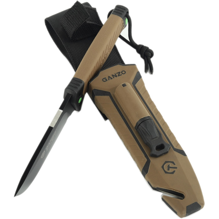 Ganzo ніж G8012V2-DY коричневий з паракордом