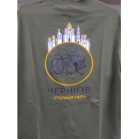 Футболка олива з принтом Ч столиця світу 54 р. (ВВ)