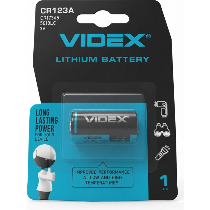 Videx літієва CR123A 1pc Blister Card (20/200)