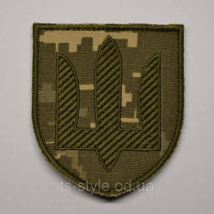 Шеврон Тризуб олива піксель